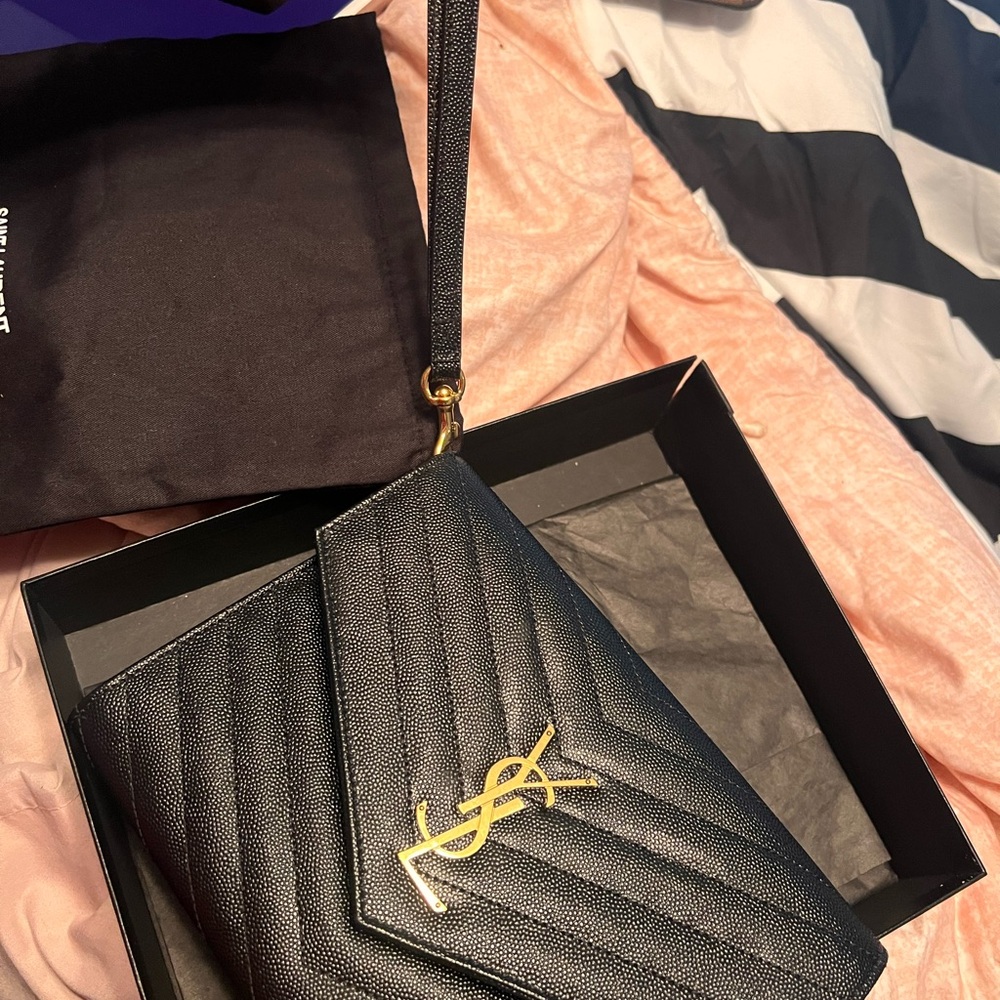 Yves Saint Laurent Black Quilted Leather Clutch